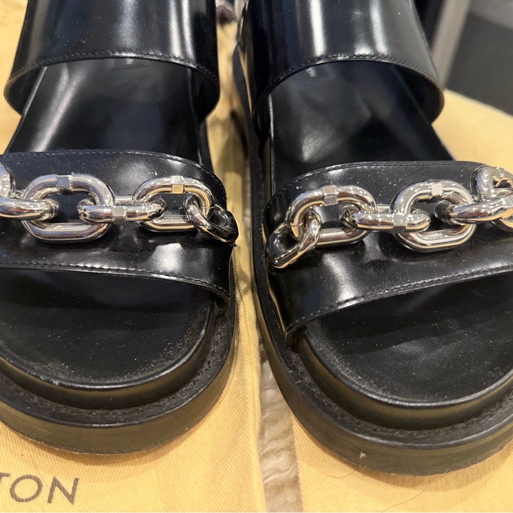 Louis Vuitton Black and Silver Samurai Sandals